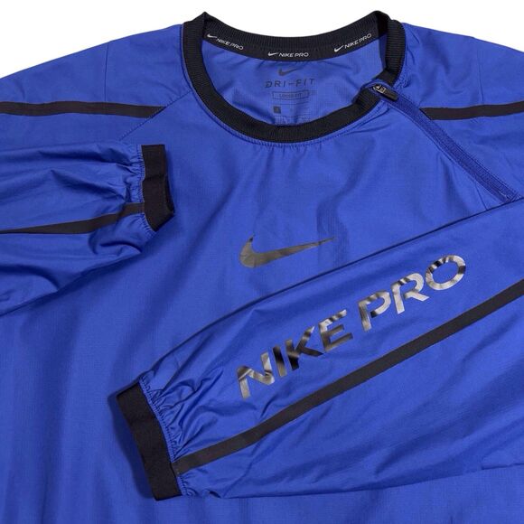 Nike Pro Dri Fit Training Shirt Mens Size Small Loose Fit Blue Black Long Sleeve - Picture 1 of 12